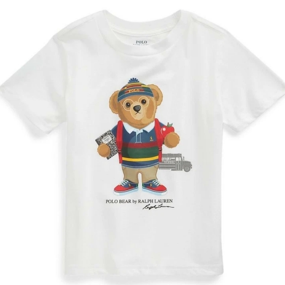 Ralph Lauren White Polo Bear Tee For Toddlers 2/2T